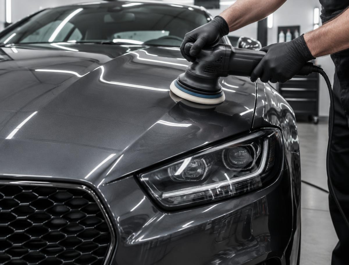 Luxury performance car receiving the Forge Elite machine polish